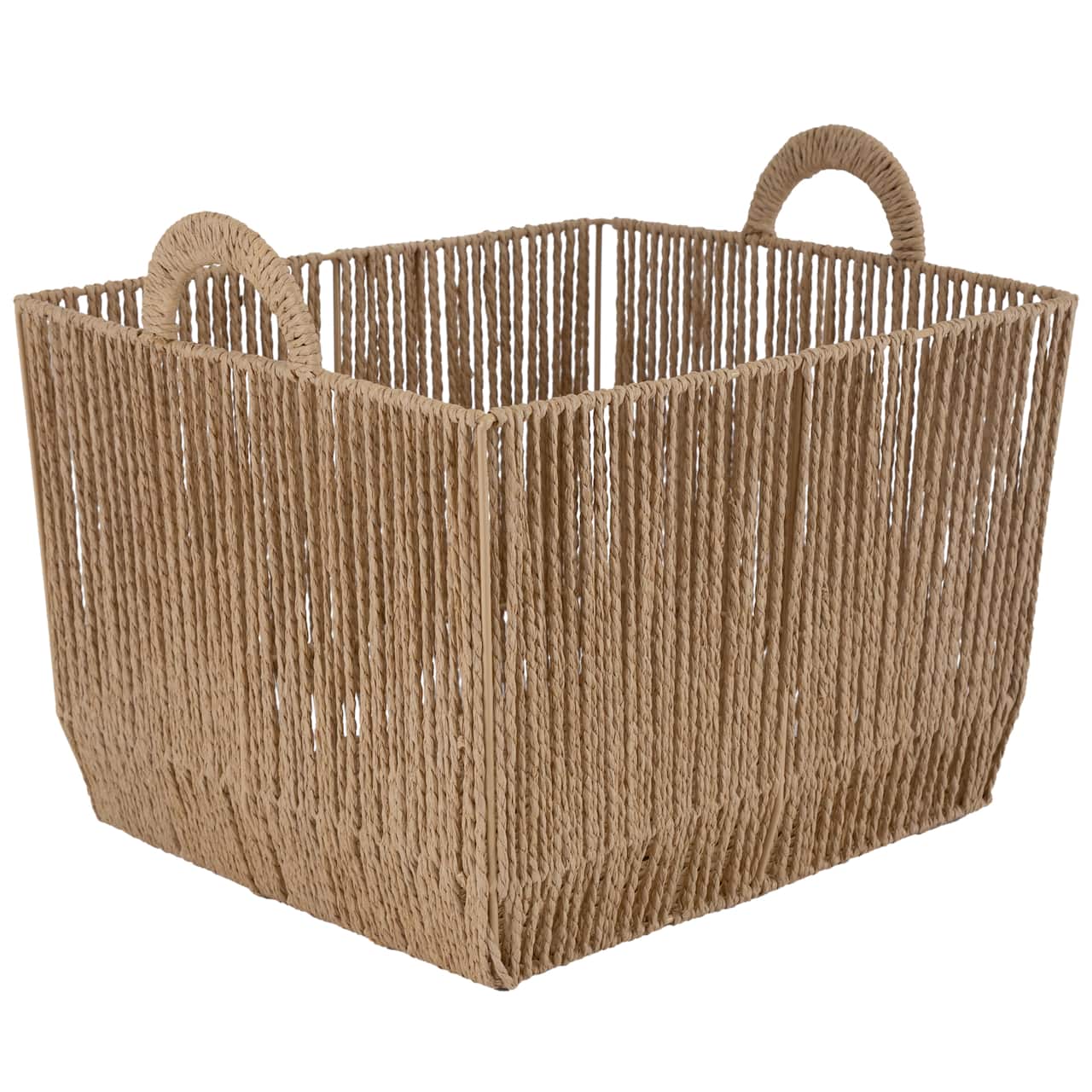 Simplify Small Vertical Weave Storage Basket with Round Handles